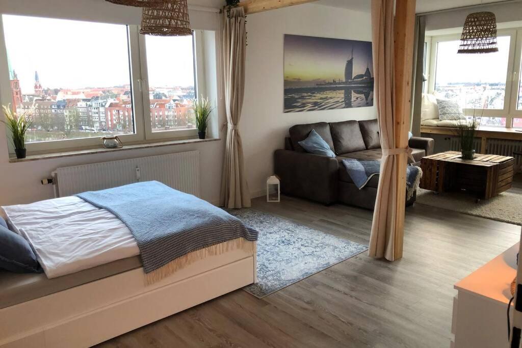 Yachtpanorama Weser Und Yachthafenblick 1 Zi 7Og Bremerhaven Dış mekan fotoğraf
